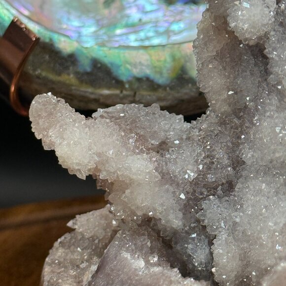 Pink Amethyst Sugar Druzy Free Form Specimen Crystal 1232g Moss Agate Geode - Picture 3 of 14